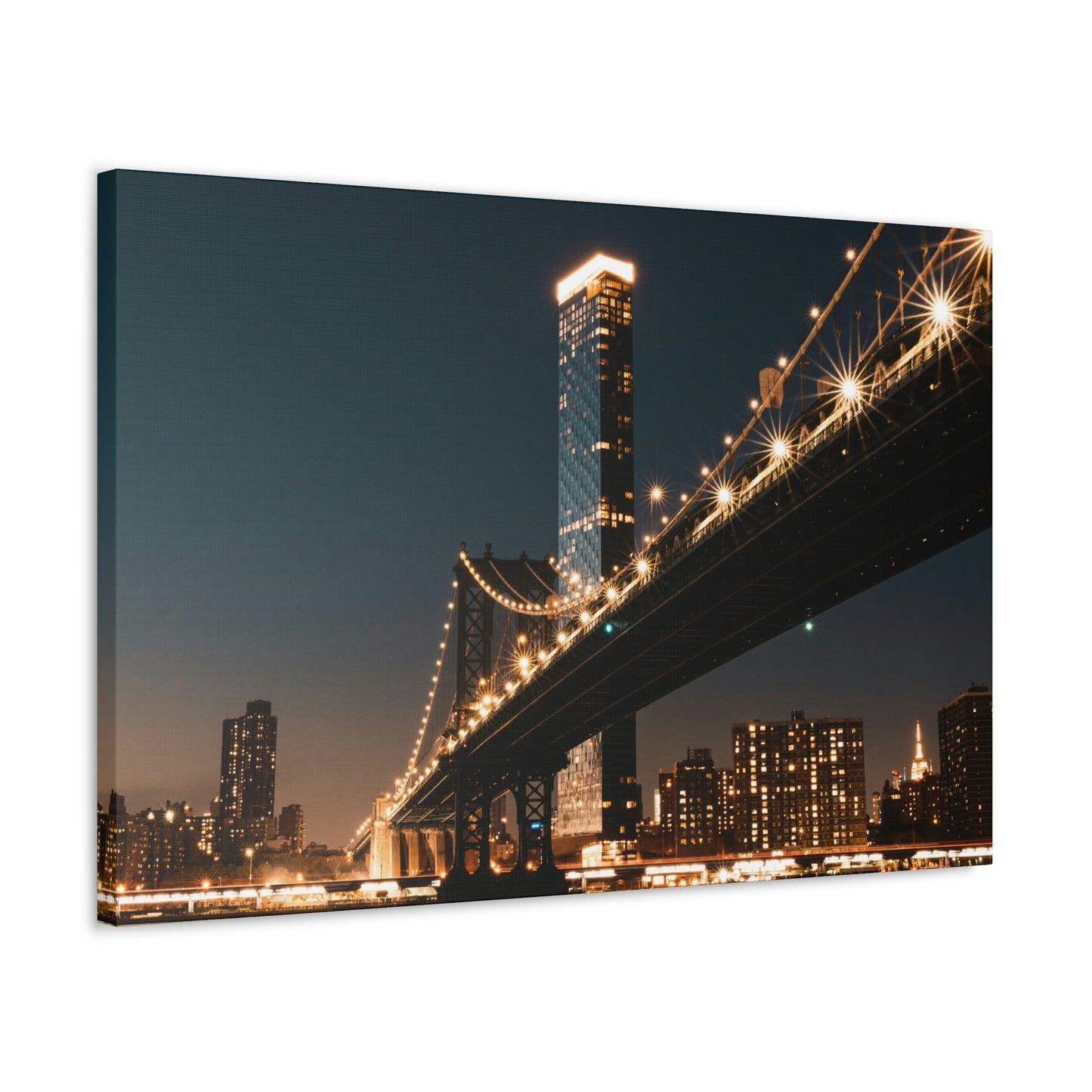 CITY LIGHTS BY SWIMORDROWN UK Satin Canvas, Stretched